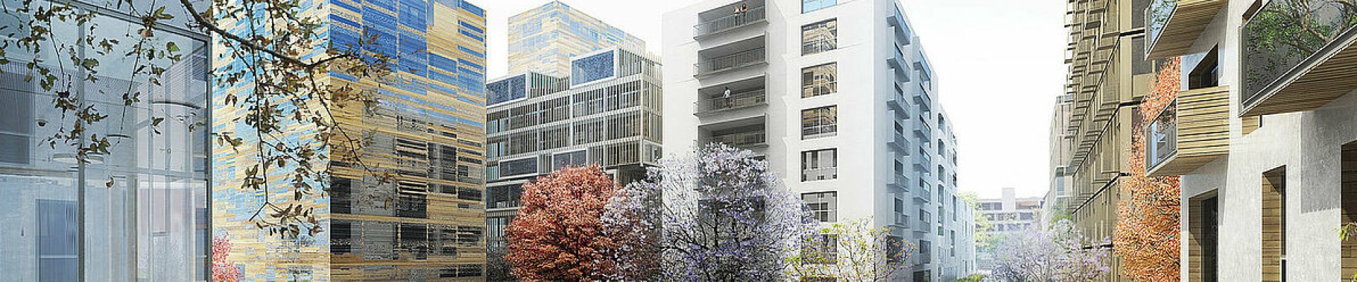 vue d'architecte grands bâtiments de style variés