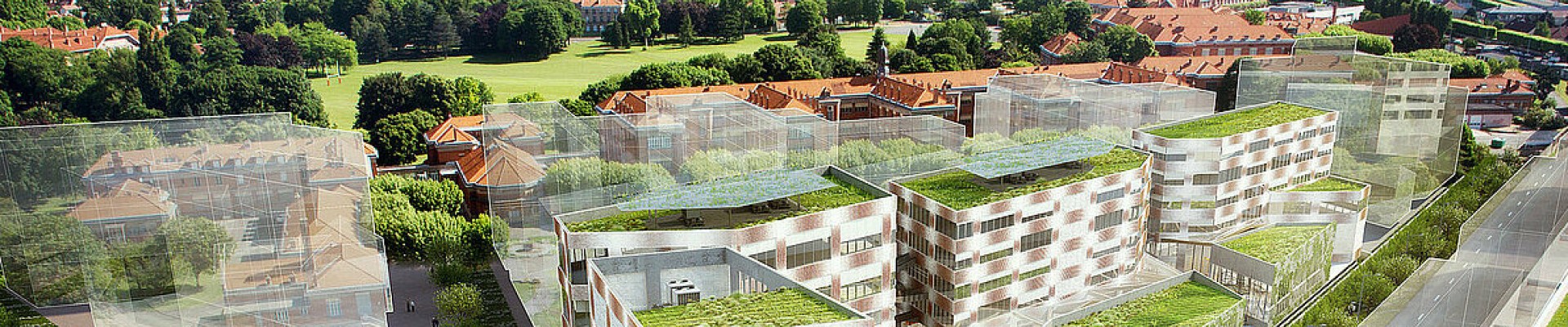 vue aérienne paysage futur quartier avec immeubles en transparence