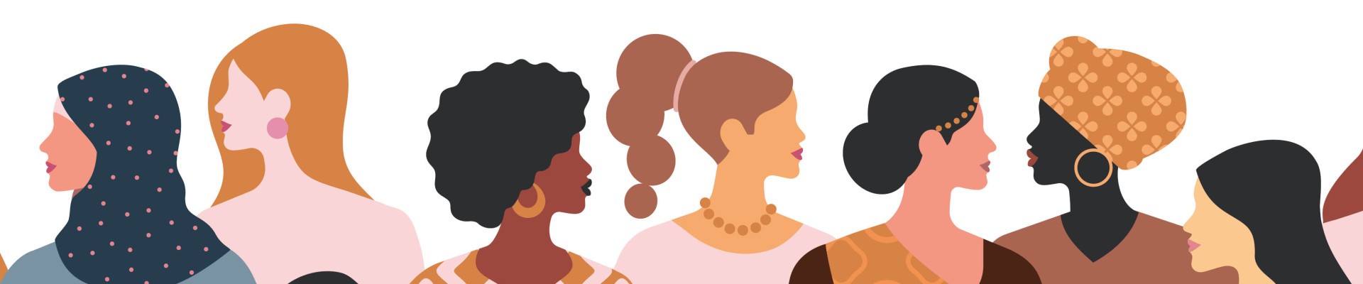 Profils de femmes dessinés et colorés