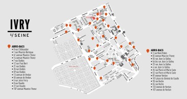 Plan d'implantation des abris bacs de collecte des biodéchets dans le quartier Petit Ivry - Agrandir l'image, fenêtre modale