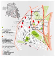 Plan d'implantation des abris bacs de collecte des biodéchets dans le quartier Jean-Macé à Arcueil - Agrandir l'image, fenêtre modale