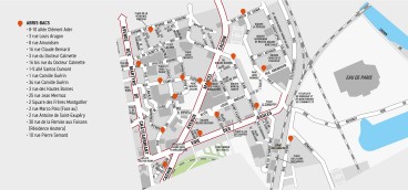 Plan d'implantation des abris bacs pour la collecte des biodéchets à Orly, quartier Est - Agrandir l'image, fenêtre modale