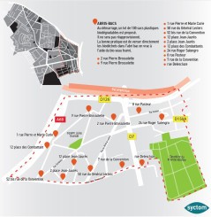 Plan d'implantation des abris bacs pour les biodéchets dans le quartier Mairie Fontainebleau - Agrandir l'image, fenêtre modale