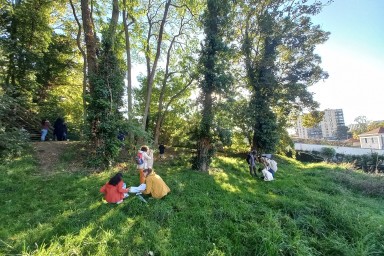 personne assises dans le sous bois de la mde