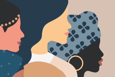 Profils de femmes dessinés et colorés