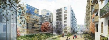 vue d'architecte grands bâtiments de style variés