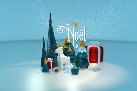 Figurines de Noël : sapins, rênes et cadeaux