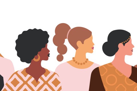 Profils de femmes dessinés et colorés