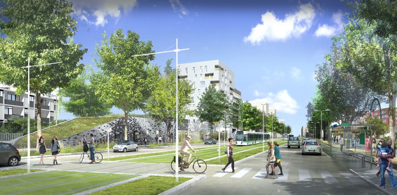 Vue d'architecte quartier avec beaucoup d'espaces verts - Agrandir l'image, fenêtre modale